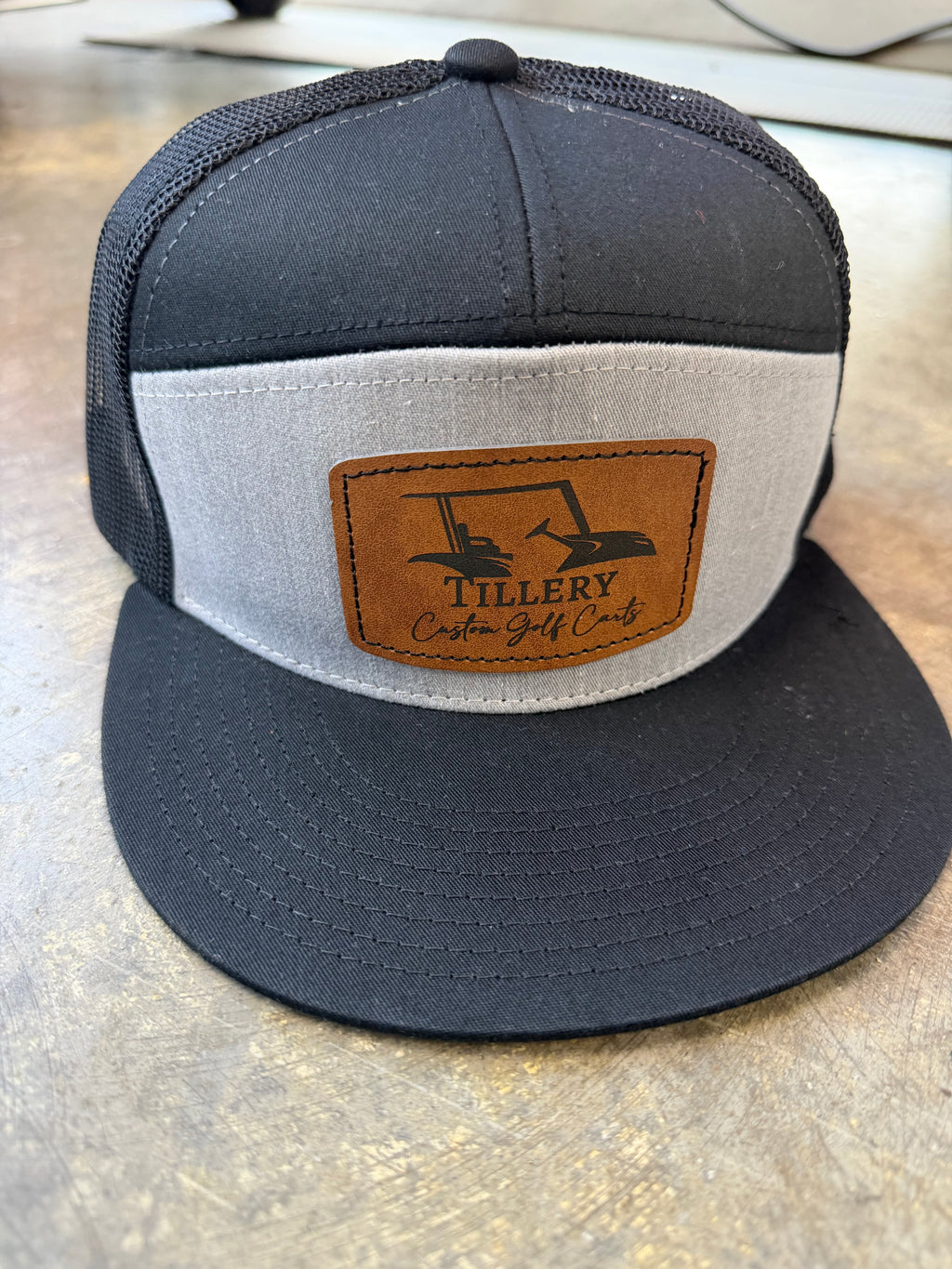 Gray/Black 7 Panel Tillery Custom Golf Cart Hat